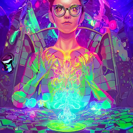 Image similar to skill magic geek inside matrix deepdream radiating a glowing aura stuff loot legends stylized digital illustration video game icon artstation lois van baarle, ilya kuvshinov, rossdraws,