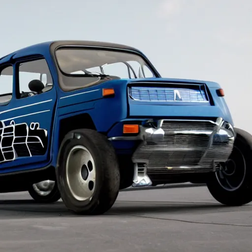 Image similar to epic Renault 4 cars in the Movie TRON (2010)