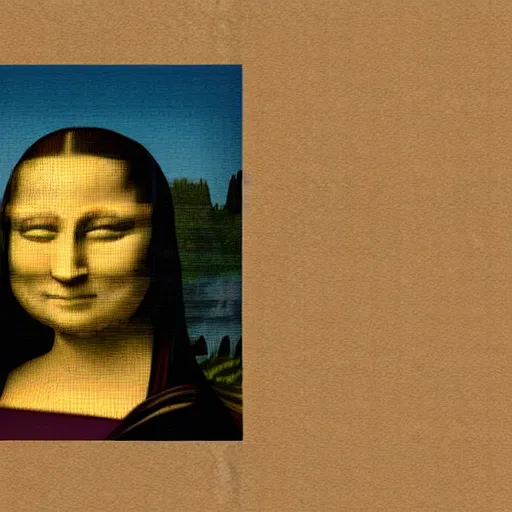 Prompt: painting of minecraft dirt block, high definition picture of a painting of a person with a minecraft dirt block as a head on a wall, with only the body of the mona lisa