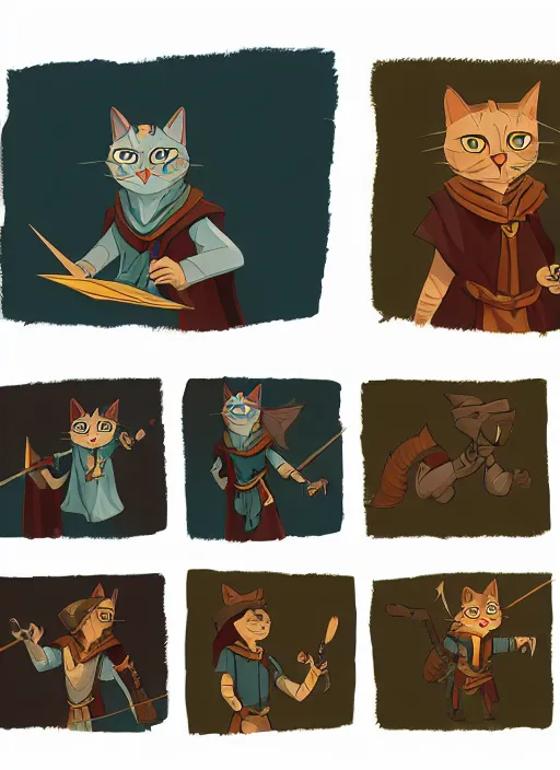 Image similar to powerful wizard cat playing dungeons and dragons, character design white background, by simon kennedy, studio muti