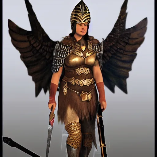 Prompt: Valkyrie wearing a spear and shield