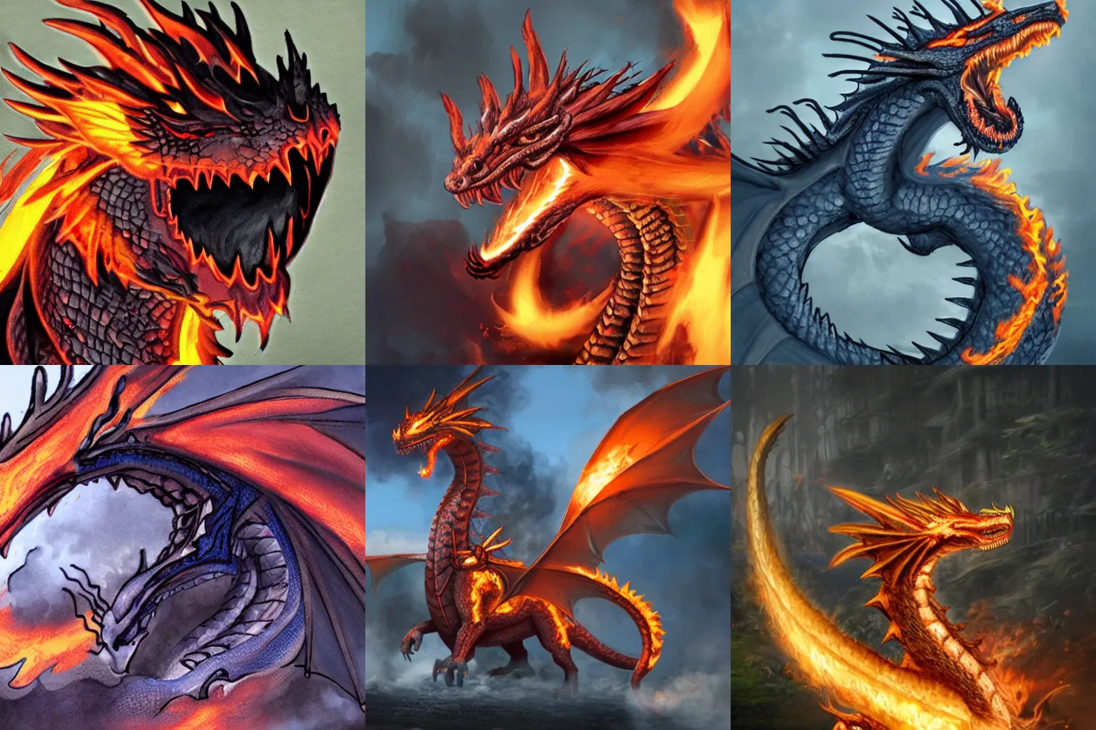 Prompt: A fire breathing dragon