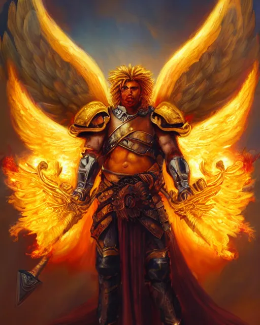character portrait of a brawny male warrior lion angel | Stable ...
