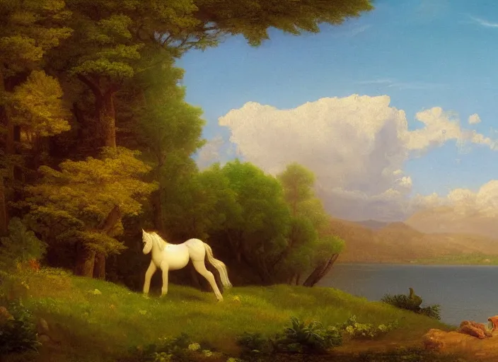 Image similar to american realist romanticism landscape painting of my little pony in the style of hudson river school and thomas cole and albert bierstadt and robert duncanson