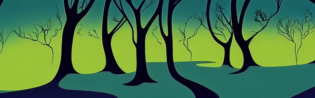 Image similar to trees, animated film, stylised, illustration, by eyvind earle, scott wills, genndy tartakovski