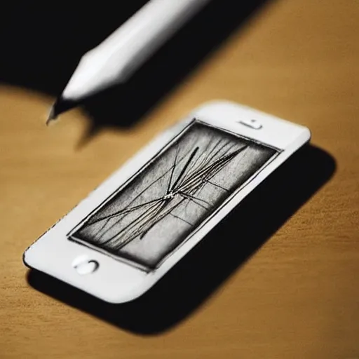 Image similar to a pencil sketch of an iphone by leonardo davinci, sketch