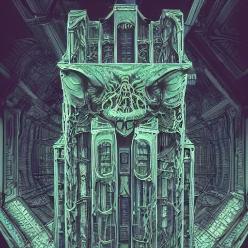 Prompt: Cthulhu's computer tower, intricate, highly detailed, artstation, concept art, smooth, sharp focus, illustration, art by greg rutkowski and bouguereau and Zdzislaw Beksinski, good clear quality, lighting, biology, symmetrical artwork, perfect face, 135 mm, cinematic, hyper realism, high detail, octane render, 8k, chrome accents