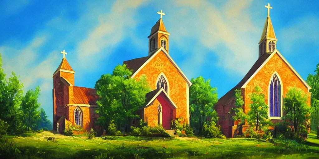 Image similar to a resplendent church in heaven, bright, oil painting of nature, beautiful concept art, ink painting