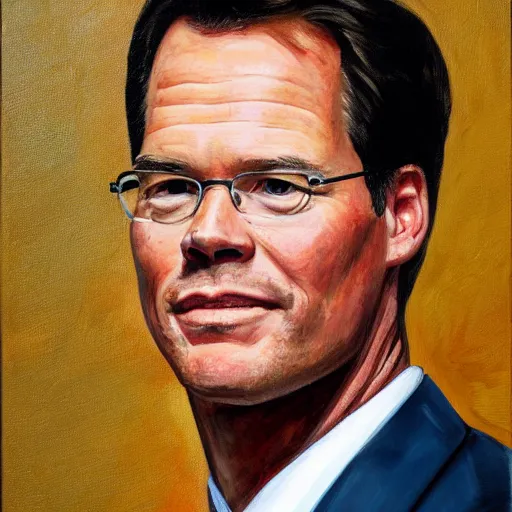 Prompt: painting portrait of mark rutte high detail, high resolution
