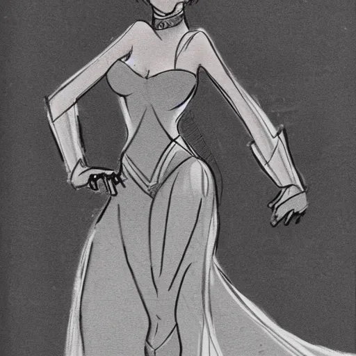 Image similar to milt kahl sketch of thick and curvy victoria justice as princess padme from star wars episode 3