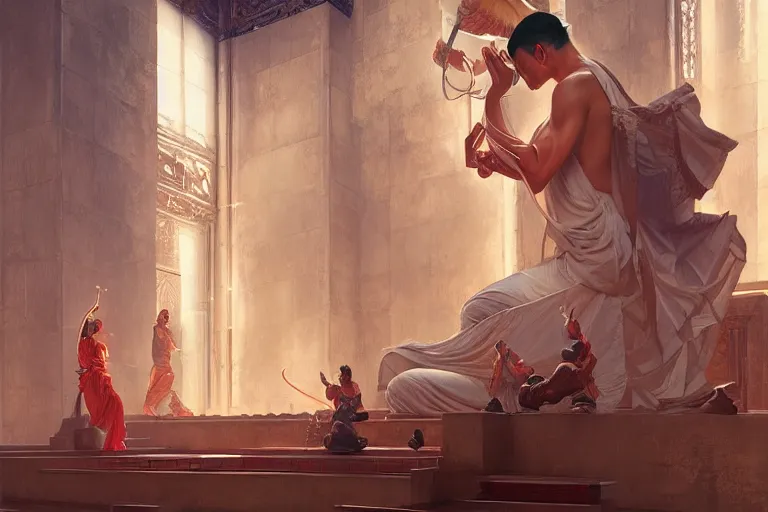 Prompt: temple, taoism, painting by greg rutkowski, j. c. leyendecker, artgerm, tom of finland