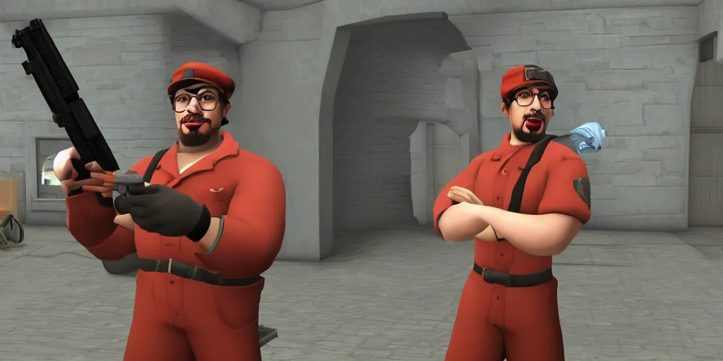 Prompt: sam hyde in team fortress 2, game screenshot