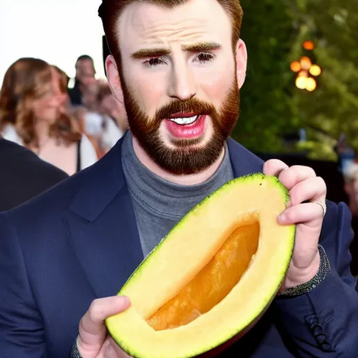 Image similar to chris evans inside of a cantaloupe, getty images red carpet