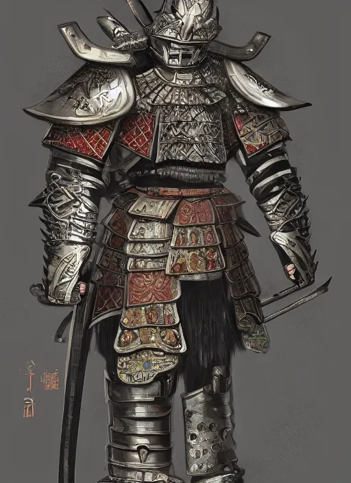 Image similar to a full body portrait of a fully armored samurai Asian black bear, intricate, elegant, highly detailed, digital painting, artstation, concept art, smooth, sharp focus, illustration