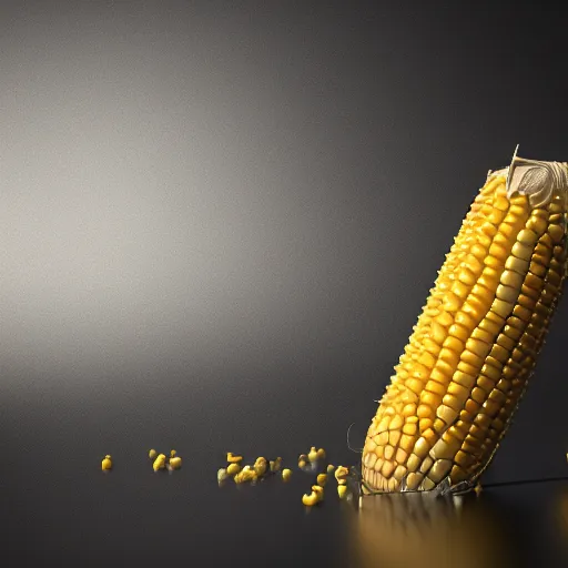 Prompt: corn can, studio lights, 5 0 mm bokeh, 3 d model, octane rendered, rtx reflections