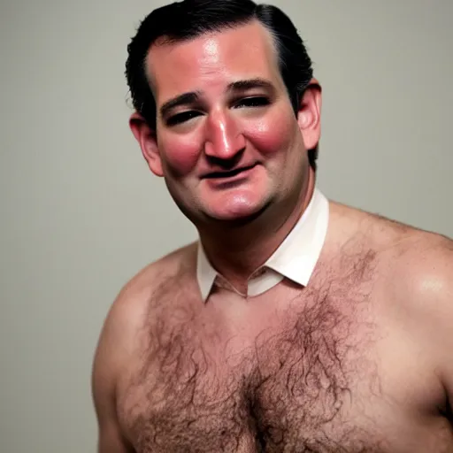 Prompt: Ted cruz shirtless highly detailed fat hairy