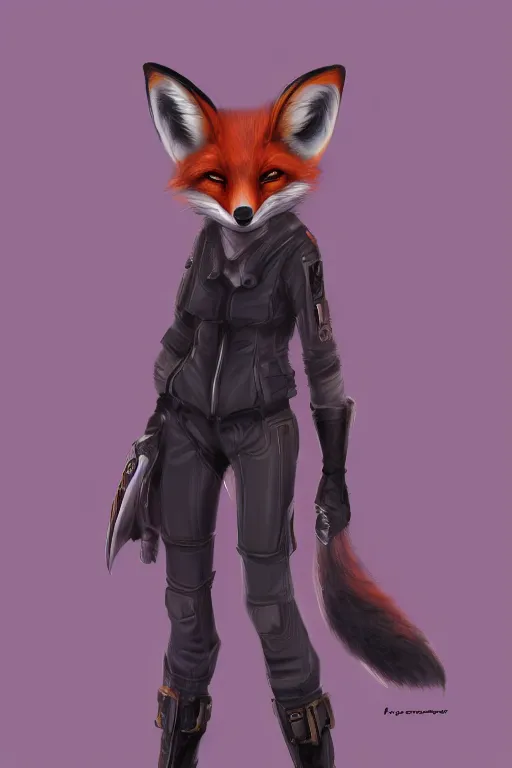 Image similar to a fox fursona, trending on artstation, by kawacy, furry art, digital art, cyberpunk, high quality