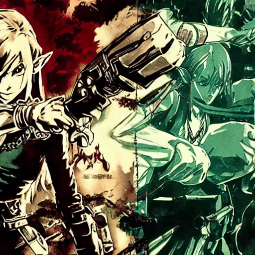 Image similar to legend of zelda in resident evil by yoji shinkawa