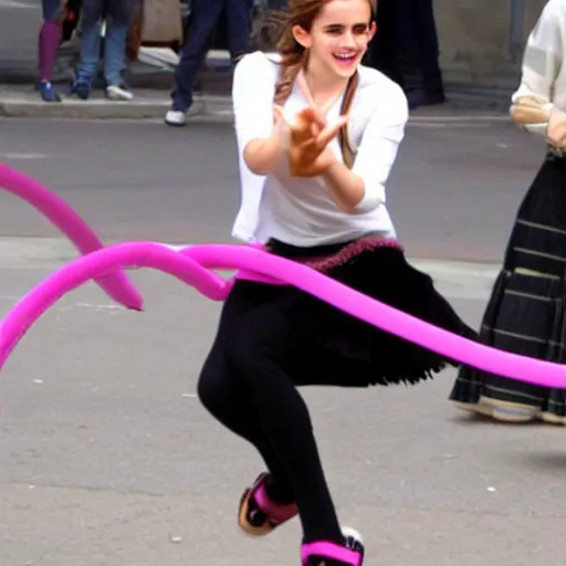 Prompt: emma watson hulahoop dancing