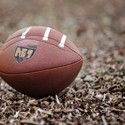 Image similar to football made out of bricks and rusty metal