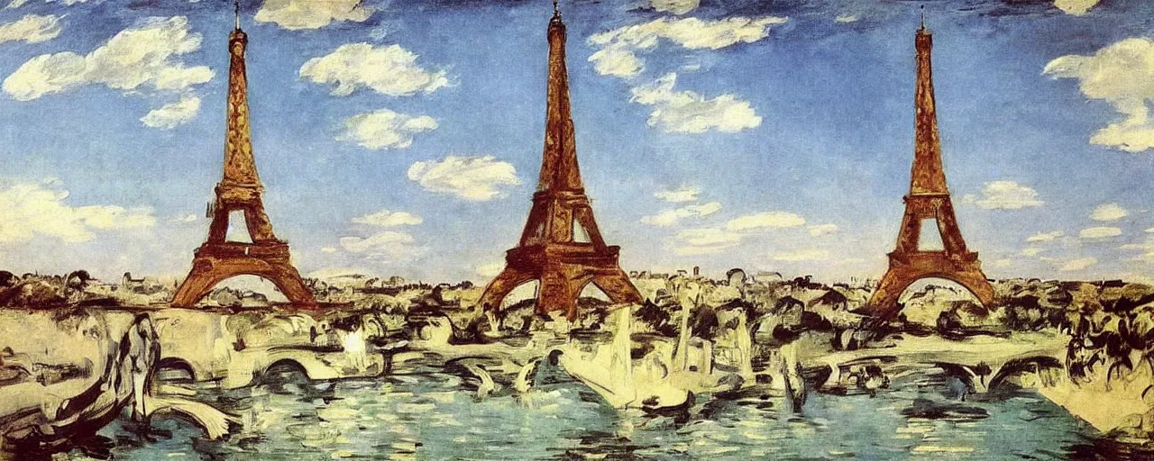 Prompt: eiffel tower by edouard manet