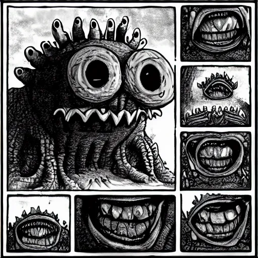 Prompt: MONSTER BACKGROUNDS - BEHOLDER ANGRY