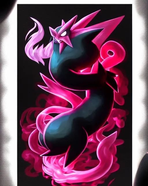 Image similar to black crimson ink smoke portrait of mew pokemon, artgerm, wlop, artstation, ultrarealistic high detail 8 k photo