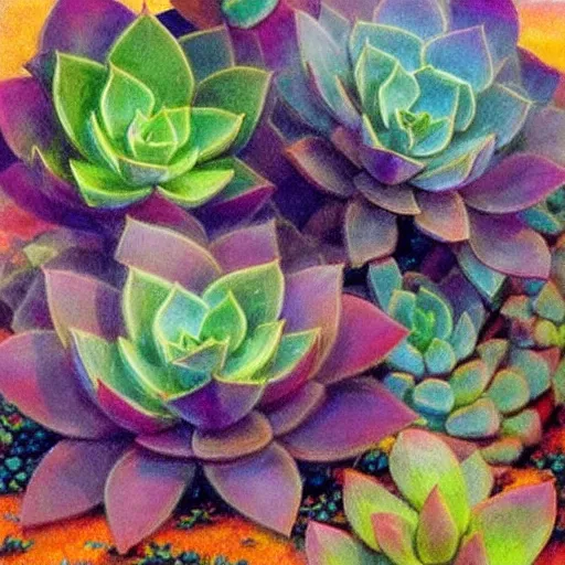 Prompt: a beautiful panting of a succulent plants make from ethiopian opal, colorful, by edmund dulac and bob eggleton on artstation