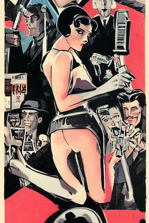 Image similar to Comic book cover depicting a 1930’s Pulp Noir Detective in the style of Phil Noto