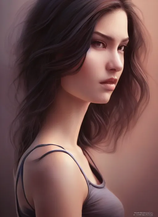 Image similar to photo of a gorgeous young woman in the style of stefan kostic, realistic, sharp focus, 8 k high definition, insanely detailed, intricate, elegant, art by stanley lau and artgerm