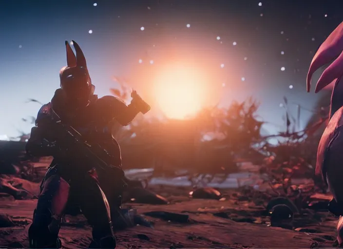 Prompt: ham chungus in a Destiny 2 cutscene, 35mm photography, highly detailed, cinematic lighting, 4k, liminal, sharp focus