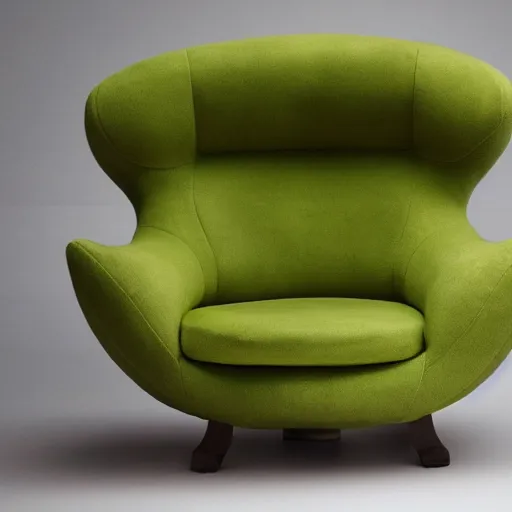 Prompt: an armchair in the shape of an avocado. avocado armchair. the armchair is imitating an avocado.