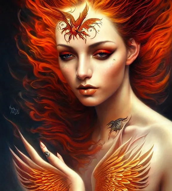 woman with fiery tattoos, fiery wings, beautiful, | Stable Diffusion ...