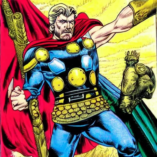 Image similar to thor, god of thunder, art by ezquerra