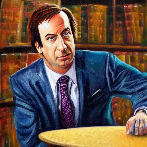 Image similar to very detailed painting of saul goodman