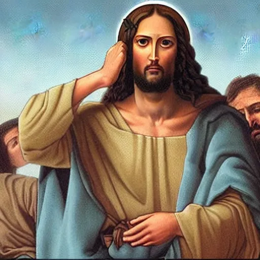 Image similar to facepalming jesus