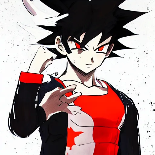 Prompt: a young goku as a persona 5 character game. An spinoff by Stanley artgem LAU , trending on artstation, artbook, stylish, persona 5 art style WLOP, Rossdraws, Gesture draw, James Jean, Andrei Riabovitchev, Marc Simonetti, and Sakimichan,