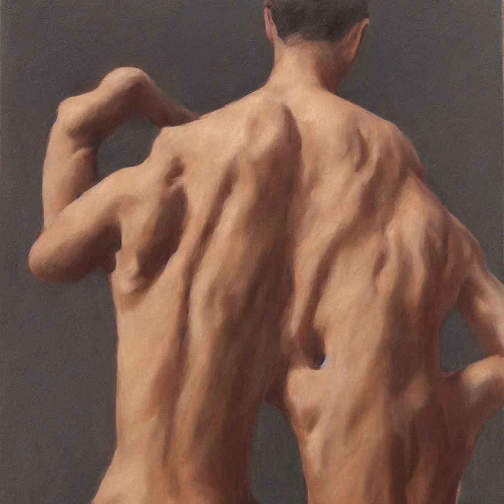 Image similar to painting of a boy back pose