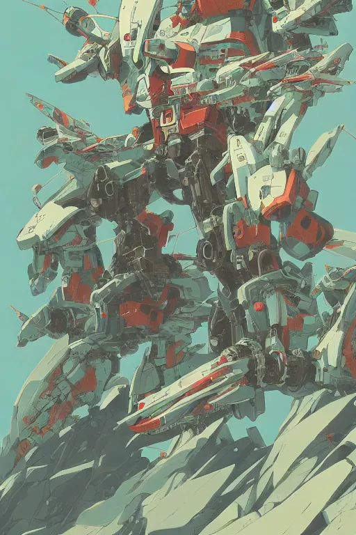 Image similar to japanese folk painting of mecha, detailed, cel shaded, by makoto shinkai and moebius and anton fadeev and james gurney,