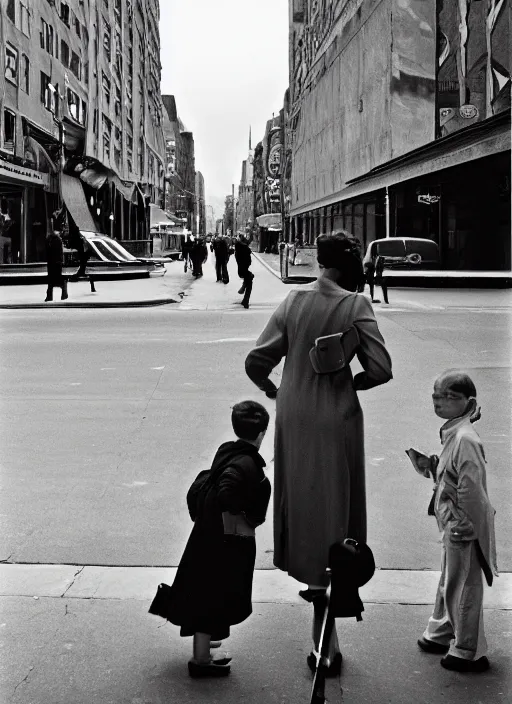 Image similar to street photography by vivian maier. professional photography.