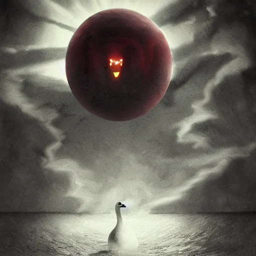 Prompt: a horror art of goose, very scary goose, horror art, matte painting, fantasy art, volumetric lighting, realistic shaded, junji ito, colorful, scary, horror