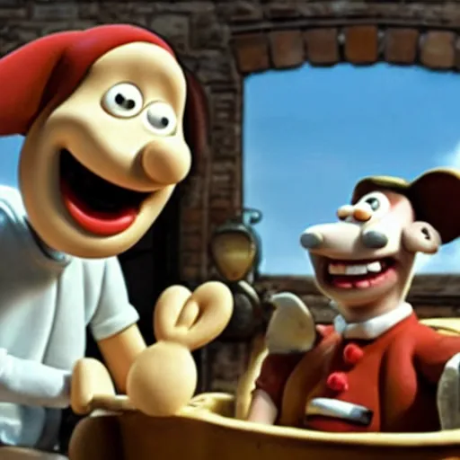 Prompt: stills from a new wallace and gromit movie