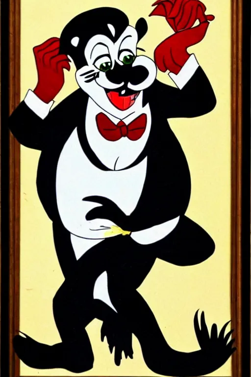 Image similar to gomez addams as pepe le pew, portrait