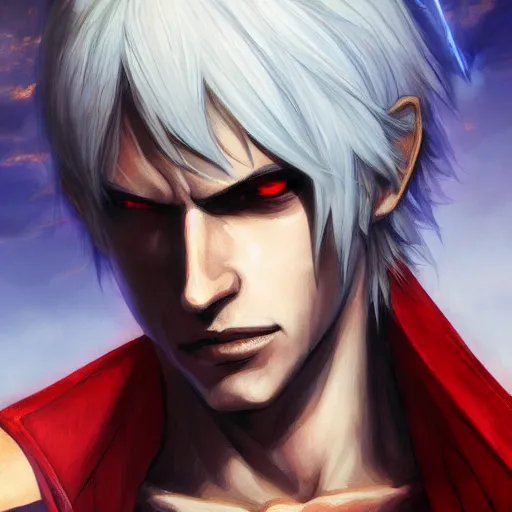 portrait of dante from devil may cry 4, medium length, Stable Diffusion