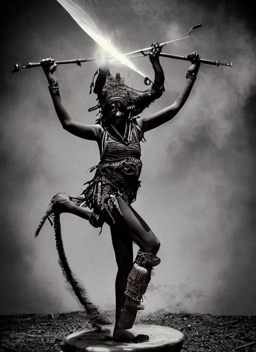 Prompt: old vintage photo of African ancient shaman female on the complex steam punk hooverboard with Jet engine, extreme sports photography , dynamic photography,clean symmetrical face, high speed,dirt and grawel flying in the spot, lens flares, dust in the air, dramatic lighting, intricate, highly detailed, centered, smooth, sharp focus, sports photography, old photo, black and white, sepia, cinematic lighting, cinematic angle, national geographic