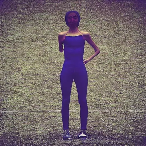Prompt: “a skinny android in a crouching position before a race”