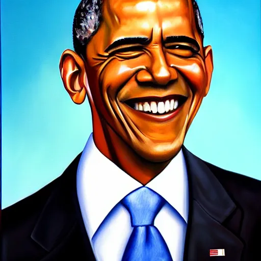 Image similar to hyper-realistic oil painting of Barak Obama by Mike Darga