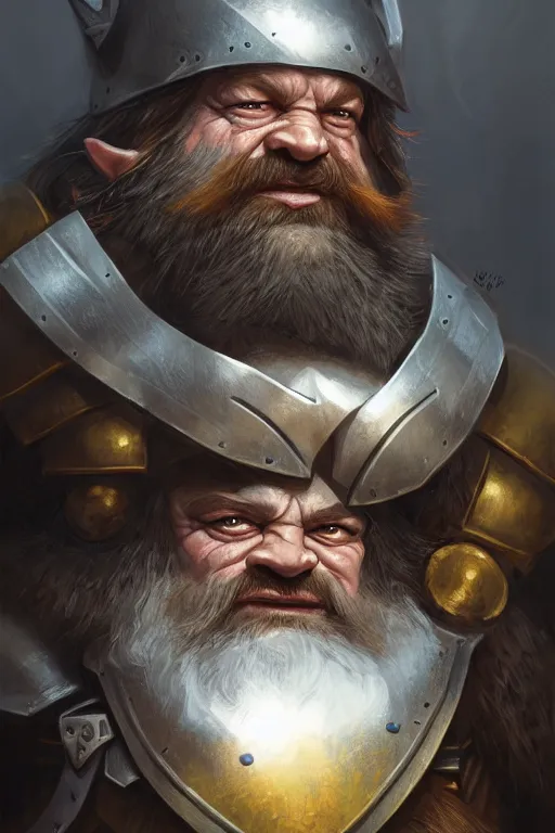 Image similar to dwarf knight portrait, highly detailed, d & d, fantasy, highly detailed, digital painting, trending on artstation, concept art, sharp focus, illustration, global illumination, ray tracing, realistic shaded, art by artgerm and greg rutkowski and fuji choko and viktoria gavrilenko and hoang lap