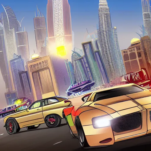 Prompt: gta : dubai, by isekai