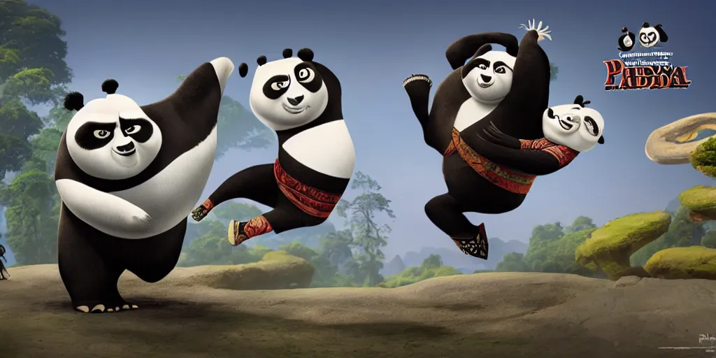 Image similar to mr bean in kung fu panda style, digital art, unreal engine